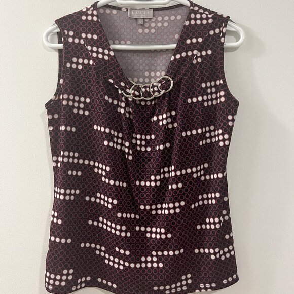 Laura Petites Women's Sleeveless Blouse, Small (Petite), Purple Patterned - Picture 1 of 7